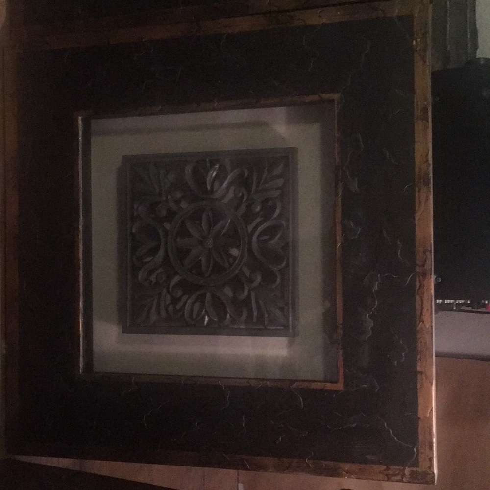 Two shadowbox from Kirkland’s with metal emblem